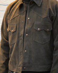 Indigofera Cooper Shirt - Dark Olive Goatskin Suede - Standard & Strange