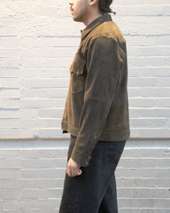 Indigofera Cooper Shirt - Dark Olive Goatskin Suede - Standard & Strange