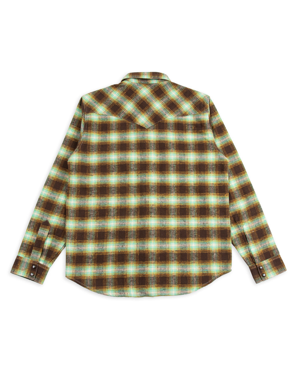 Indigofera Dawson Heavy Flannel Shirt - Brown / Yellow / Turquoise - Standard & Strange