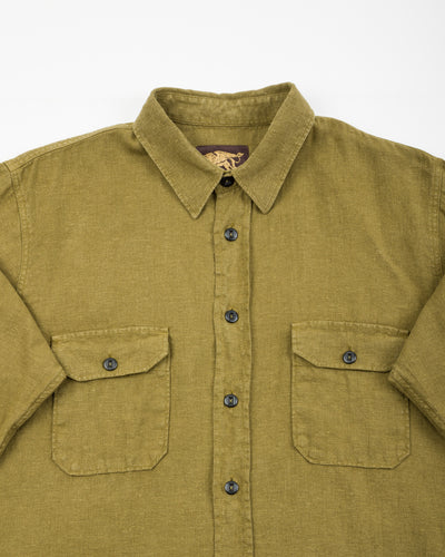 Indigofera Delray Shirt - Military Olive Linen Canvas - Standard & Strange