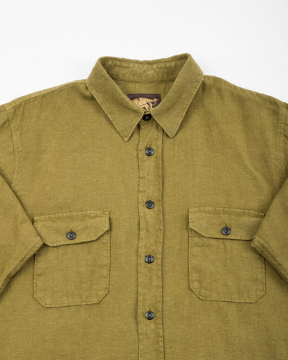 Indigofera Delray Shirt - Military Olive Linen Canvas - Standard & Strange