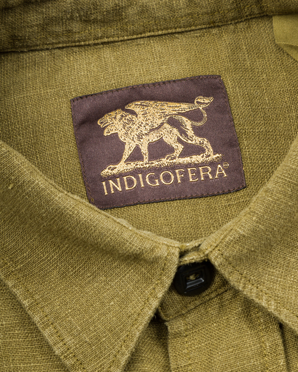 Indigofera Delray Shirt - Military Olive Linen Canvas - Standard & Strange