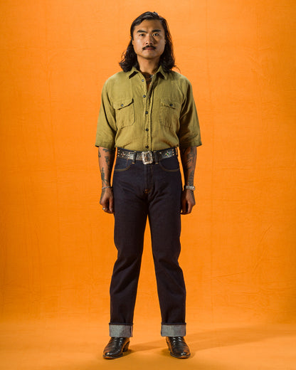 Indigofera Delray Shirt - Military Olive Linen Canvas - Standard & Strange