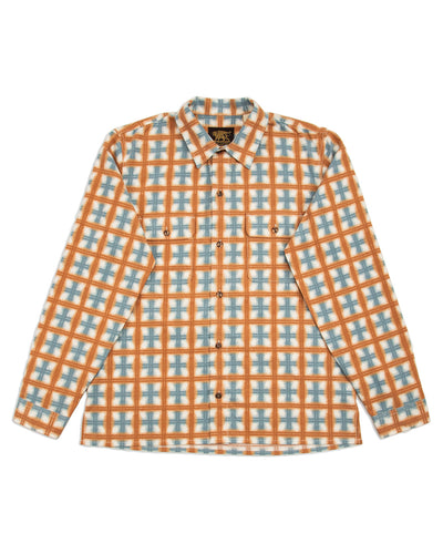 Indigofera Webster Shirt - White/Orange/Blue Printed Flannel - Standard & Strange