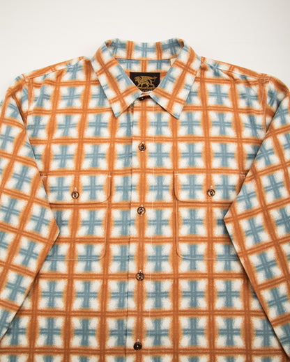 Indigofera Webster Shirt - White/Orange/Blue Printed Flannel - Standard & Strange