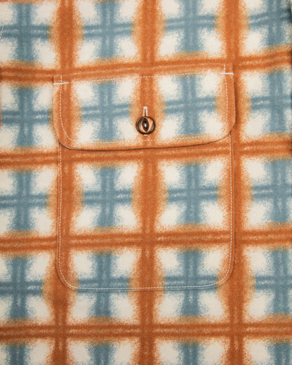 Indigofera Webster Shirt - White/Orange/Blue Printed Flannel - Standard & Strange