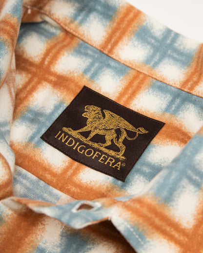Indigofera Webster Shirt - White/Orange/Blue Printed Flannel - Standard & Strange