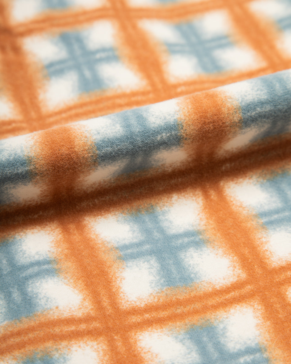 Indigofera Webster Shirt - White/Orange/Blue Printed Flannel - Standard & Strange