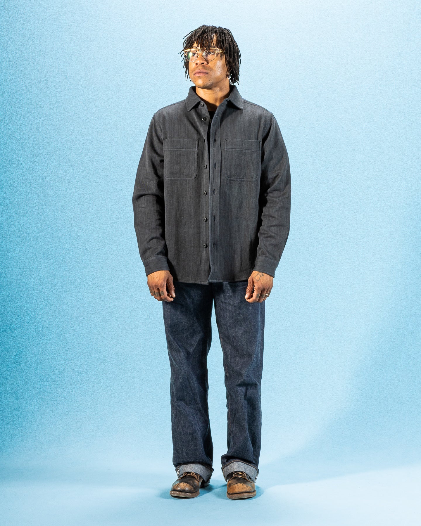 Indi + Ash Ames Workshirt - Handwoven Iron/Indigo Denim – Standard