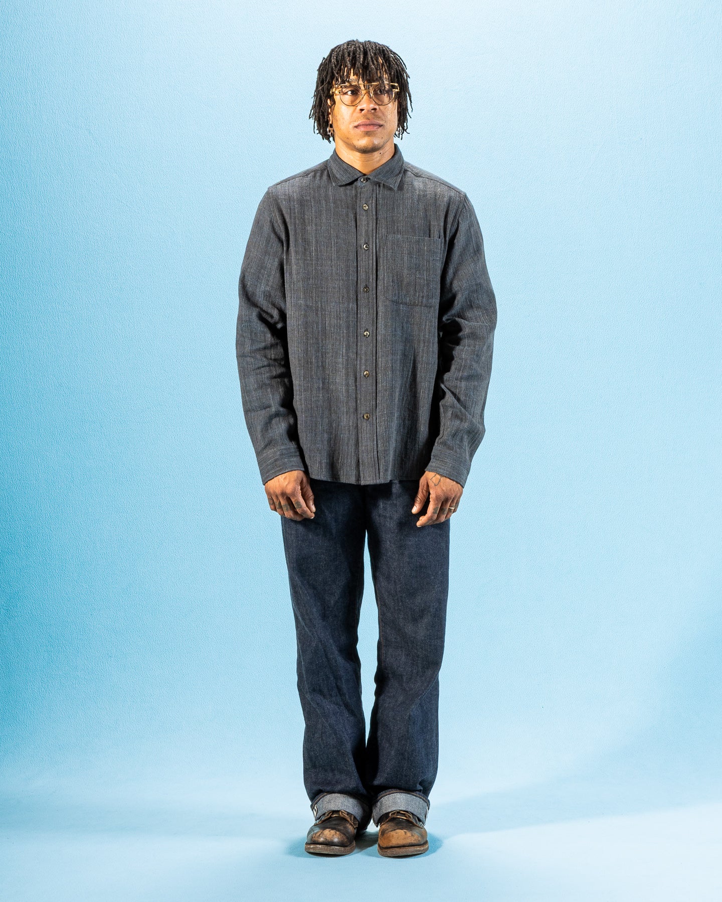 Matty Shirt - Handwoven Iron/Indigo Kala Cotton – Standard & Strange