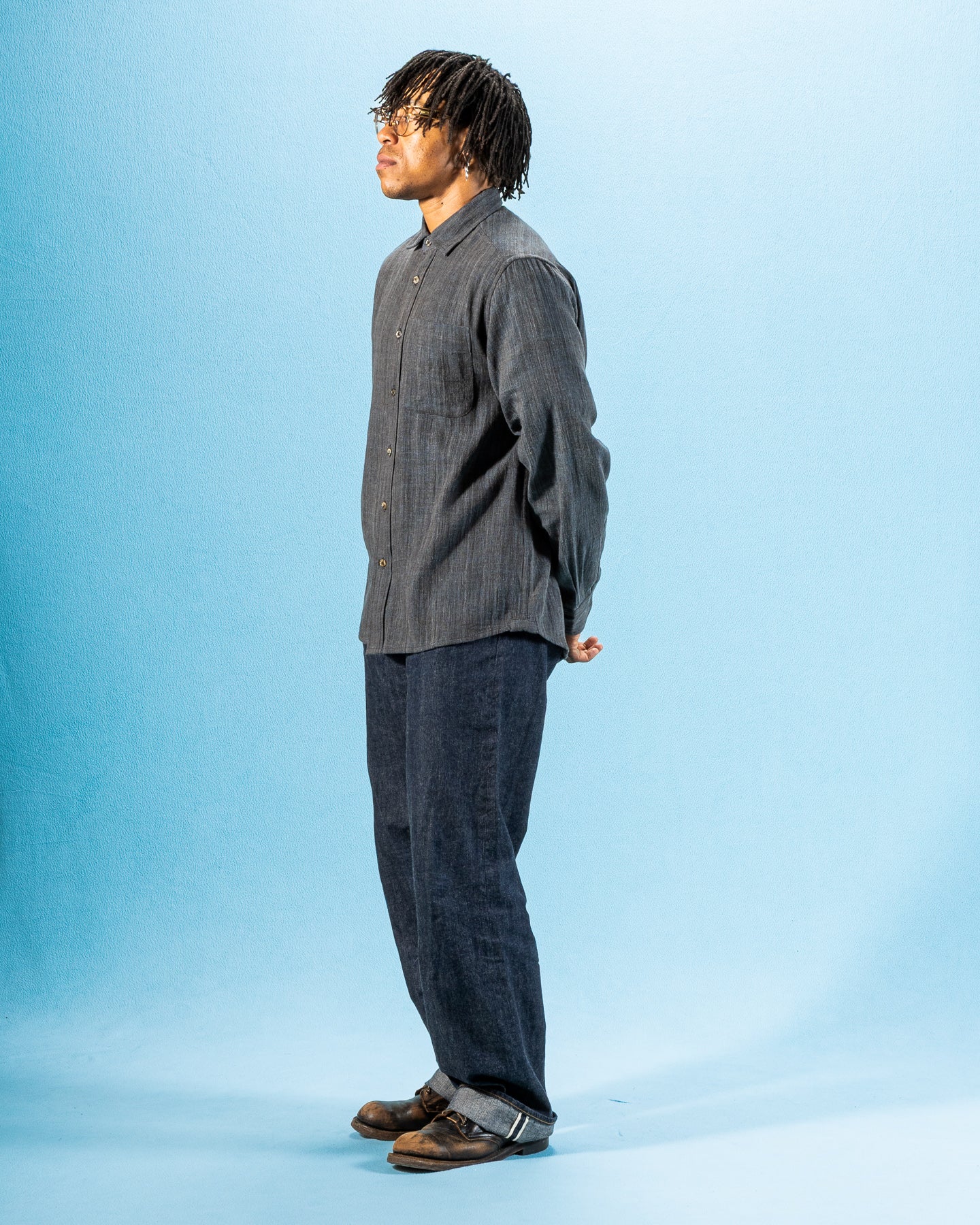 Indi + Ash Matty Shirt - Handwoven Iron/Indigo Kala Cotton - Standard & Strange