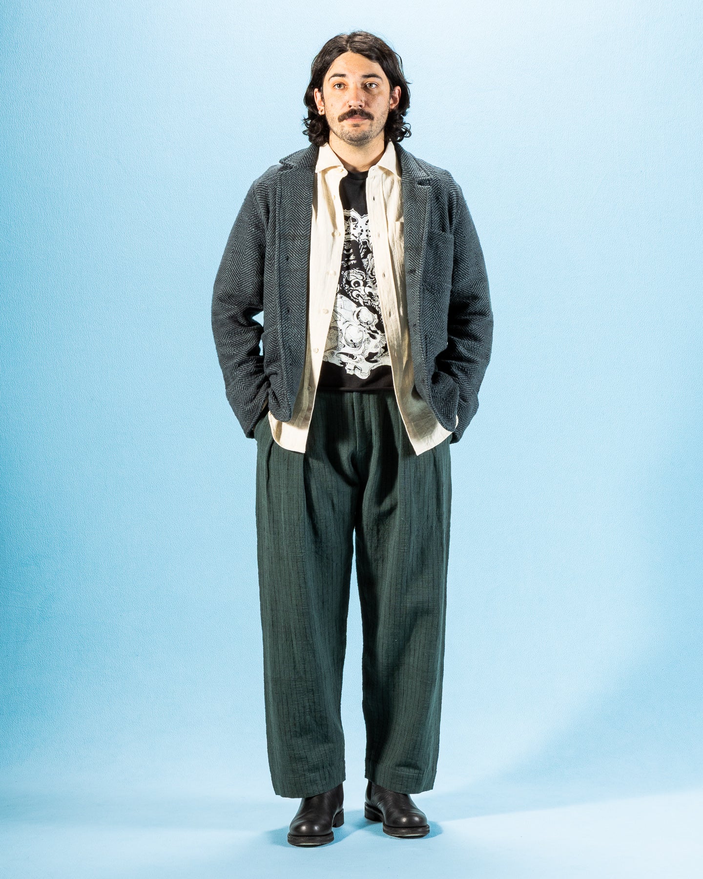 Indi + Ash Study Jacket - Handspun Midnight Teal/Iron Black HB - Standard & Strange