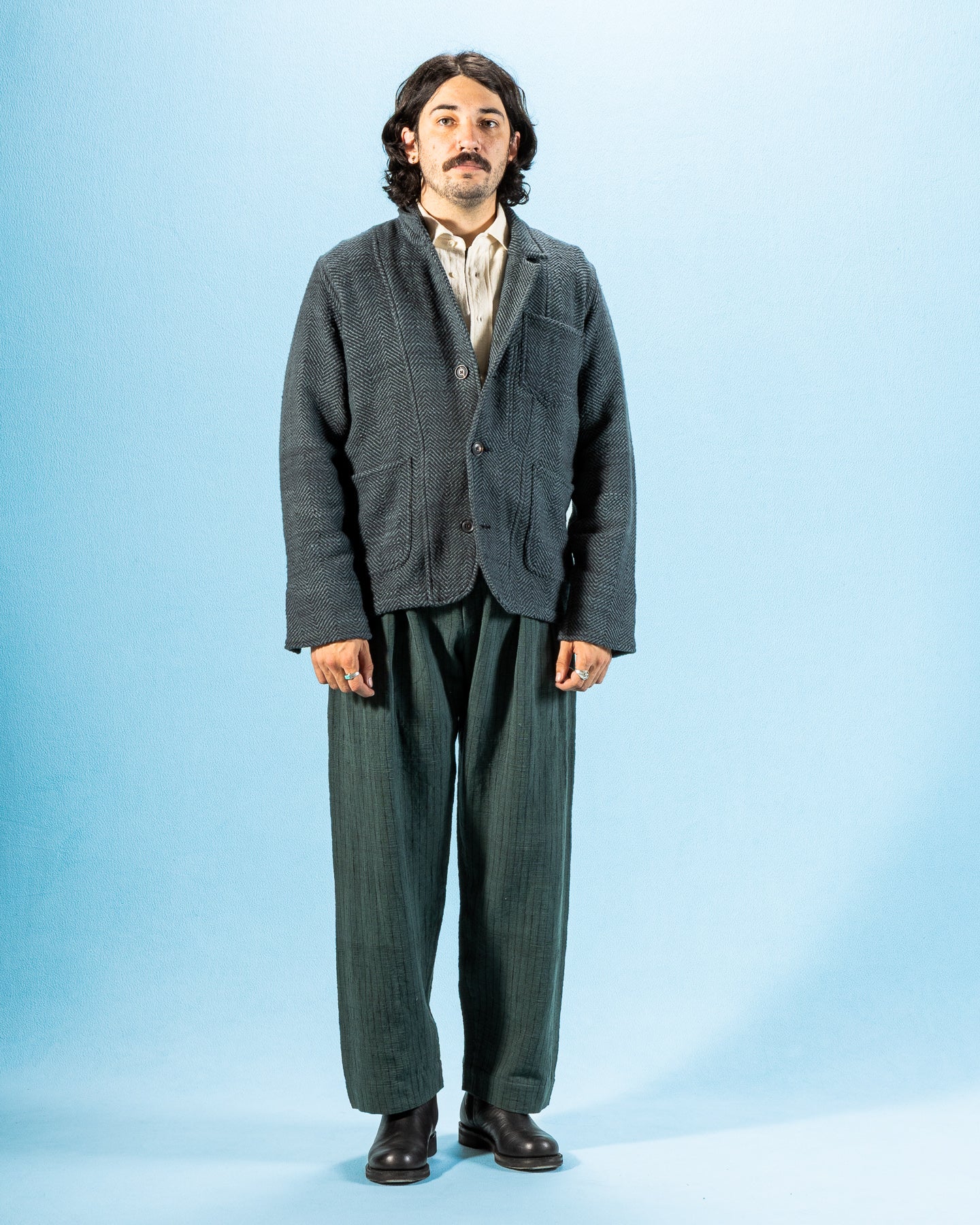 Indi + Ash Study Jacket - Handspun Midnight Teal/Iron Black HB - Standard & Strange