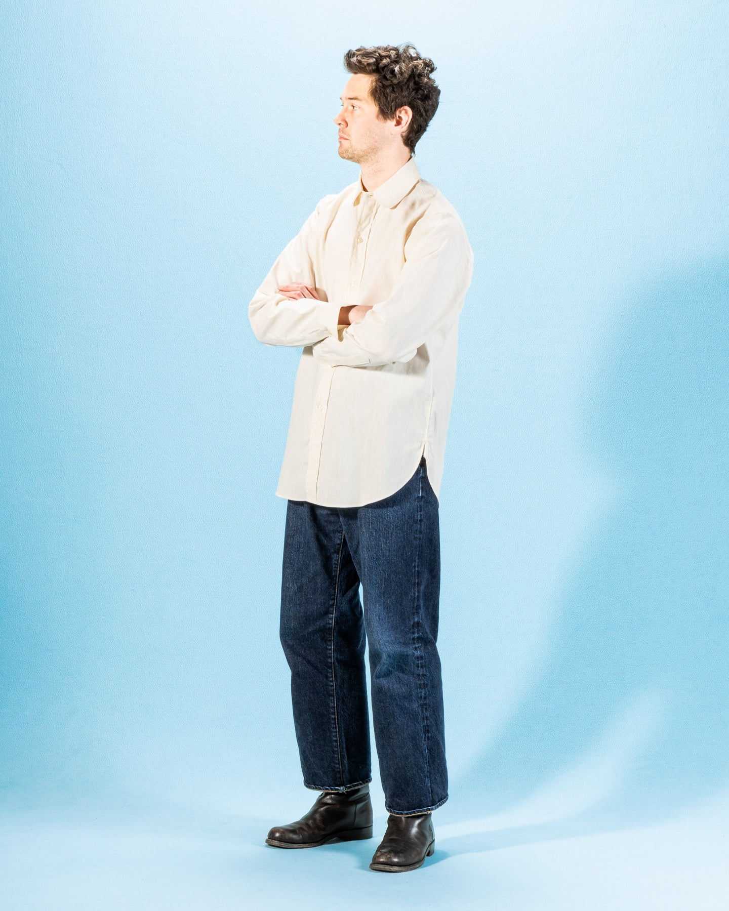 John Gluckow BB Round Collar Oxford - Ecru - Standard & Strange