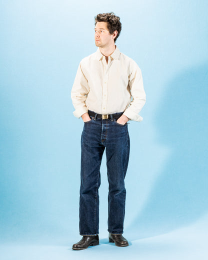 John Gluckow BB Round Collar Oxford - Ecru - Standard & Strange