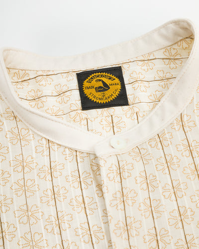 John Gluckow The Hudson Shirt (Stand Collar) - Brown Dot Floral Print - Standard & Strange