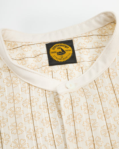 John Gluckow The Hudson Shirt (Stand Collar) - Brown Dot Floral Print - Standard & Strange