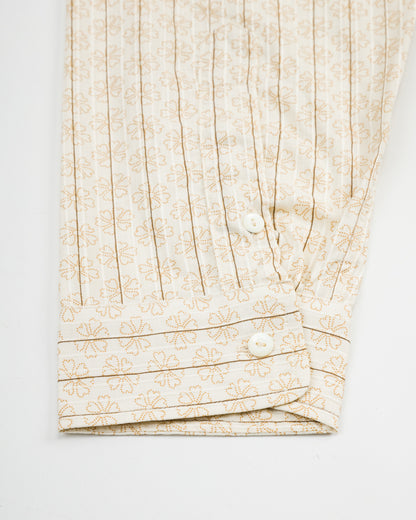 John Gluckow The Hudson Shirt (Stand Collar) - Brown Dot Floral Print - Standard & Strange