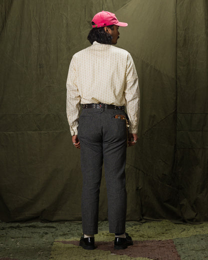 John Gluckow The Hudson Shirt (Stand Collar) - Brown Dot Floral Print - Standard & Strange