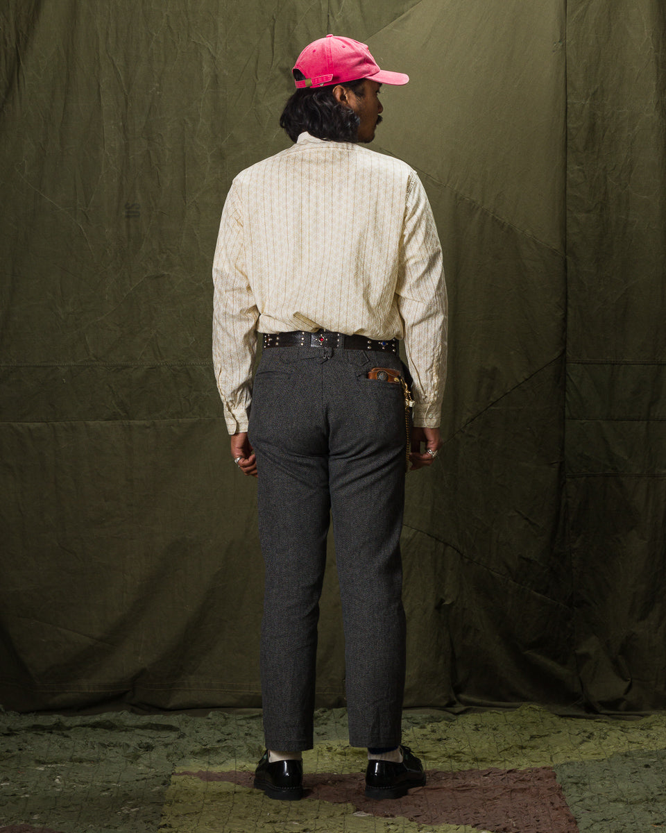 John Gluckow The Hudson Shirt (Stand Collar) - Brown Dot Floral Print - Standard & Strange