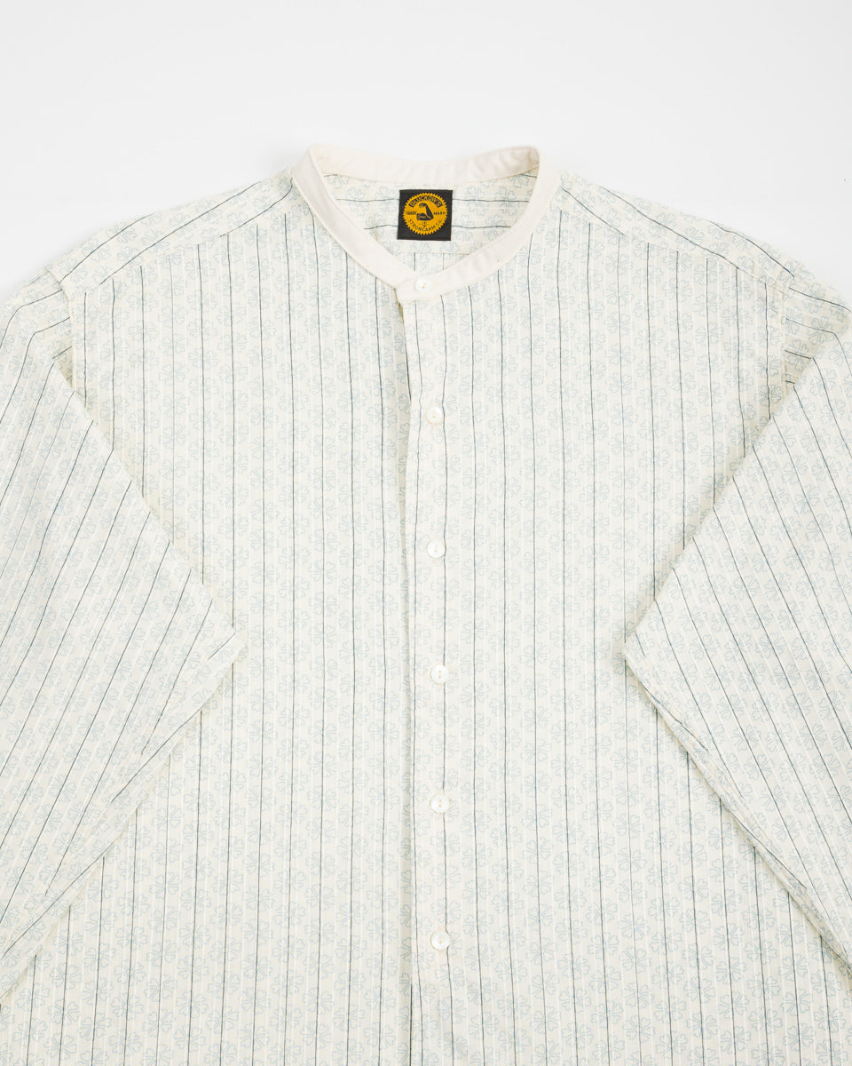 John Gluckow The Hudson Shirt (Stand Collar) - Navy Dot Floral Print - Standard & Strange