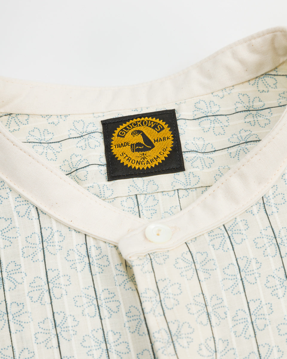 Warehouse The Hudson Shirt (Stand Collar) - Navy Dot Floral Print