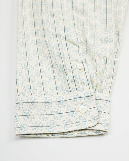 John Gluckow The Hudson Shirt (Stand Collar) - Navy Dot Floral Print - Standard & Strange