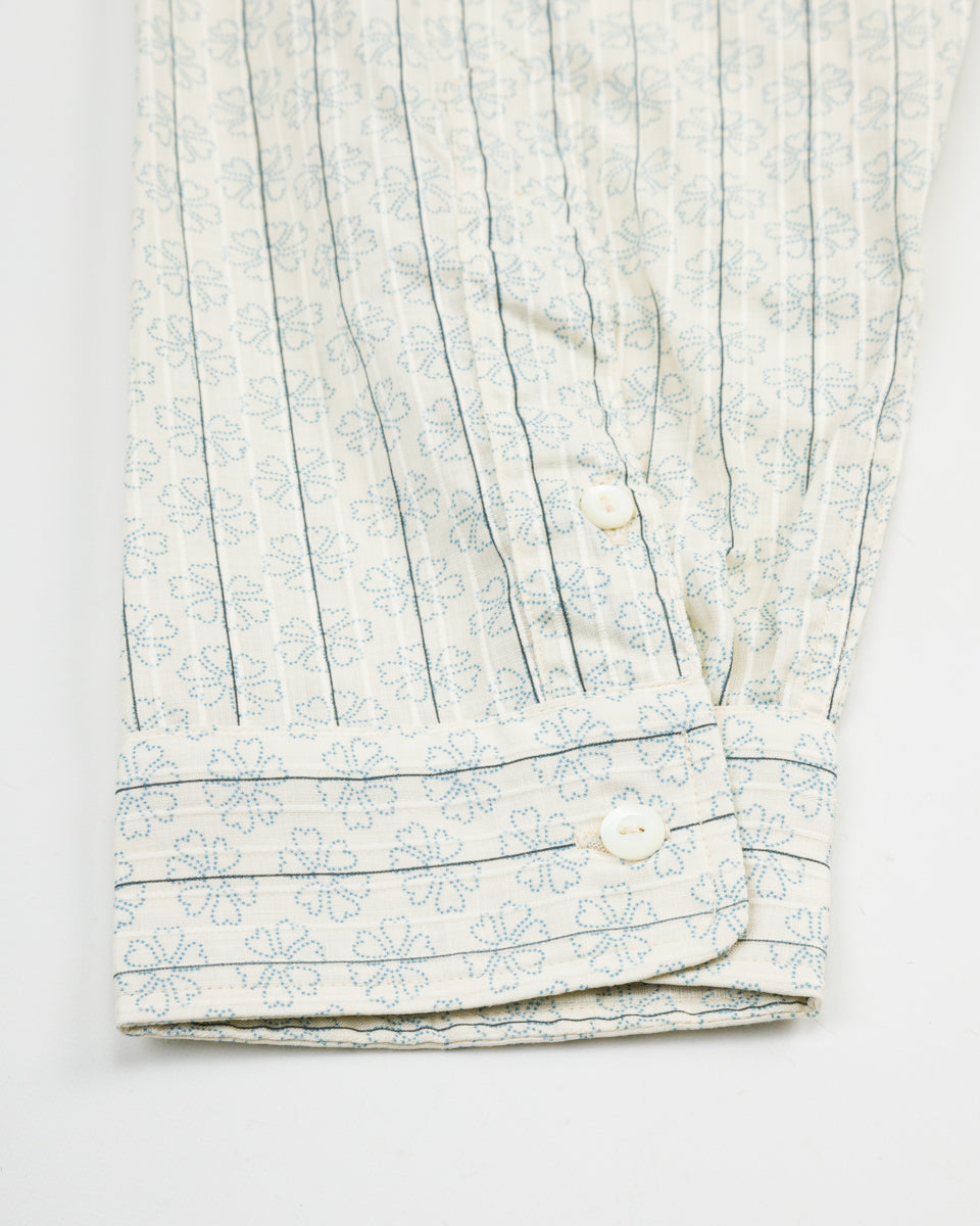 John Gluckow The Hudson Shirt (Stand Collar) - Navy Dot Floral Print - Standard & Strange