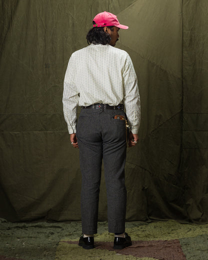 John Gluckow The Hudson Shirt (Stand Collar) - Navy Dot Floral Print - Standard & Strange