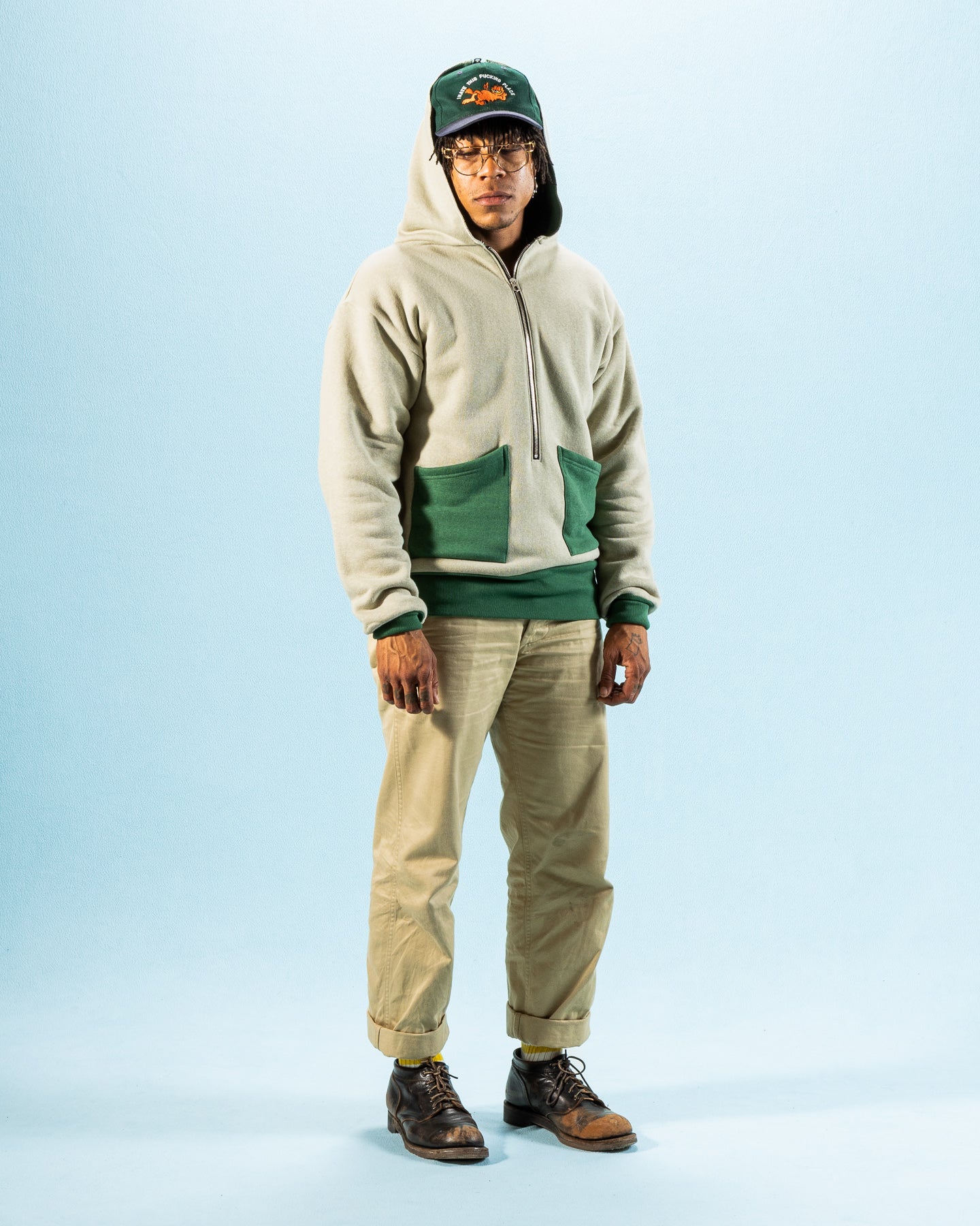 Warehouse The Olympic Champion Sweat Parka - Beige/Green - Standard & Strange