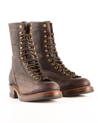 John Lofgren Donkey Puncher 8" Boots - Burnt Dark Brown Ezo Deerskin - Standard & Strange