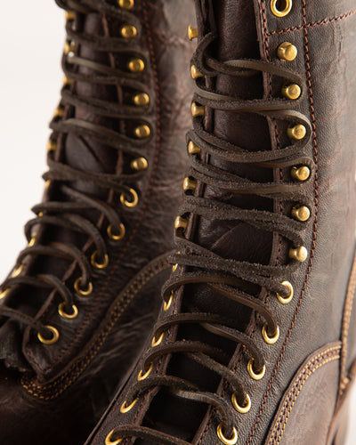 John Lofgren Donkey Puncher 8" Boots - Burnt Dark Brown Ezo Deerskin - Standard & Strange