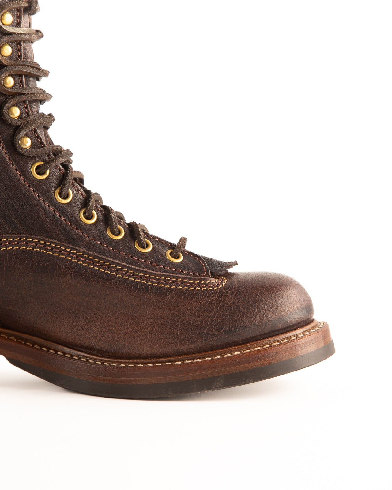 John Lofgren Donkey Puncher 8" Boots - Burnt Dark Brown Ezo Deerskin - Standard & Strange