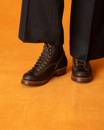 John Lofgren Donkey Puncher 8" Boots - Burnt Dark Brown Ezo Deerskin - Standard & Strange