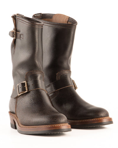 John Lofgren Wabash Engineer Boots - Dark Brown Waxed Flesh - Standard & Strange