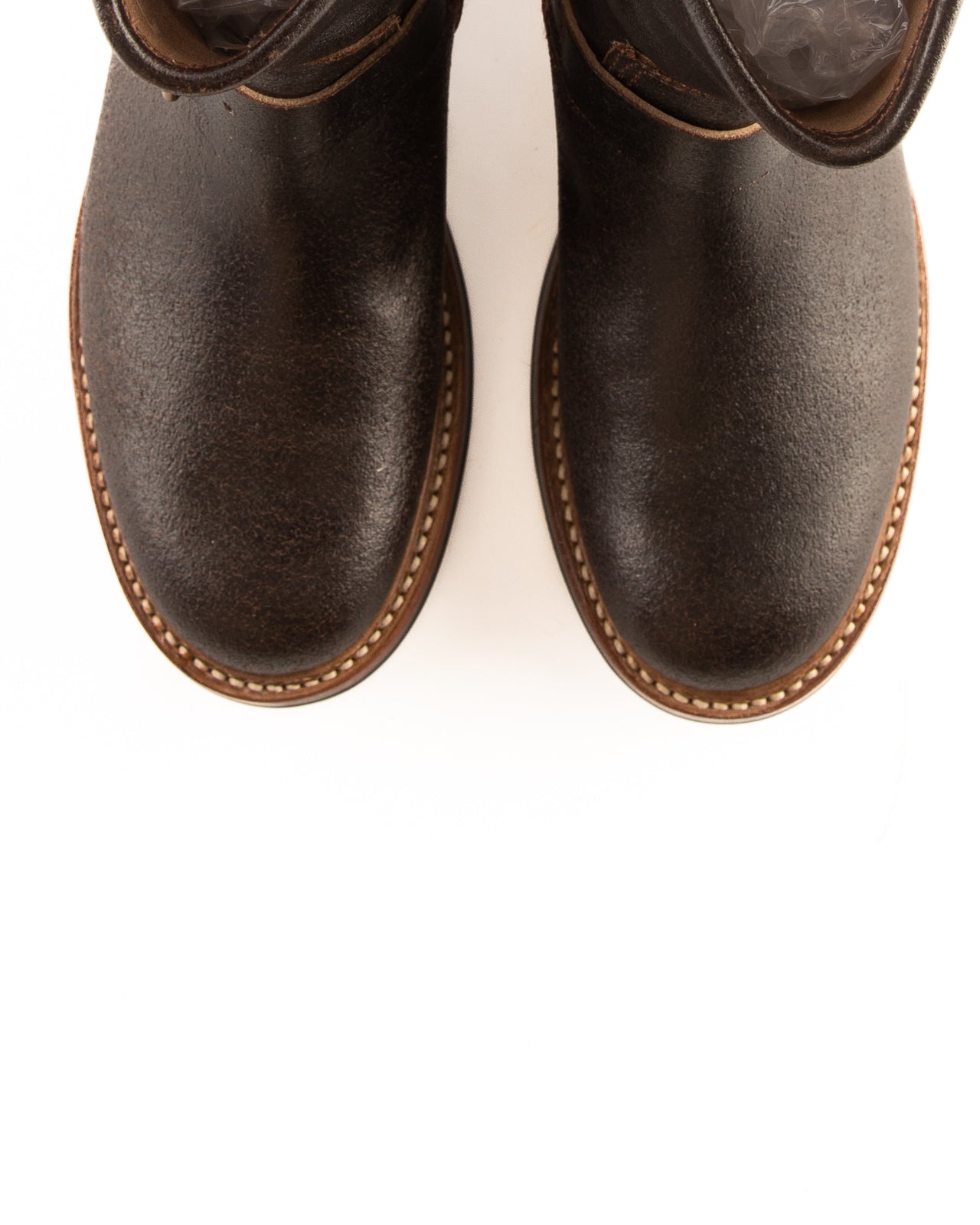 John Lofgren Wabash Engineer Boots - Dark Brown Waxed Flesh - Standard & Strange