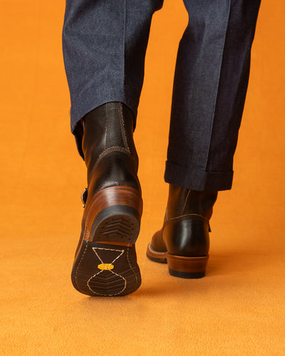 John Lofgren Wabash Engineer Boots - Dark Brown Waxed Flesh - Standard & Strange