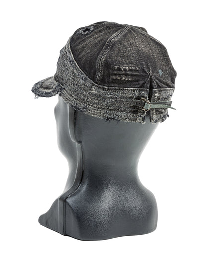 Kapital 11.5ozBLKxBLK Denim The Old Man And The Sea Cap(Crash Remake) - Black x Black - Standard & Strange
