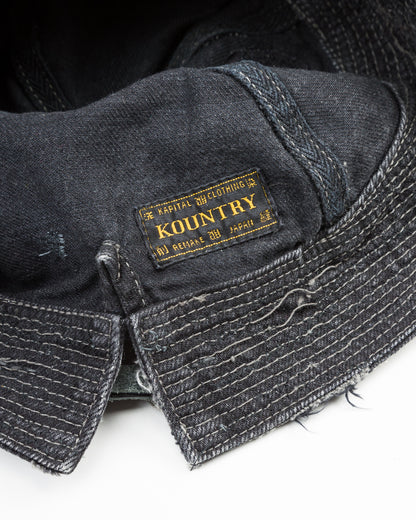 Kapital 11.5ozBLKxBLK Denim The Old Man And The Sea Cap(Crash Remake) - Black x Black - Standard & Strange