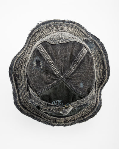 Kapital 11.5ozBLKxBLK Denim The Old Man And The Sea Hat(Crash Remake) - Black x Black - Standard & Strange