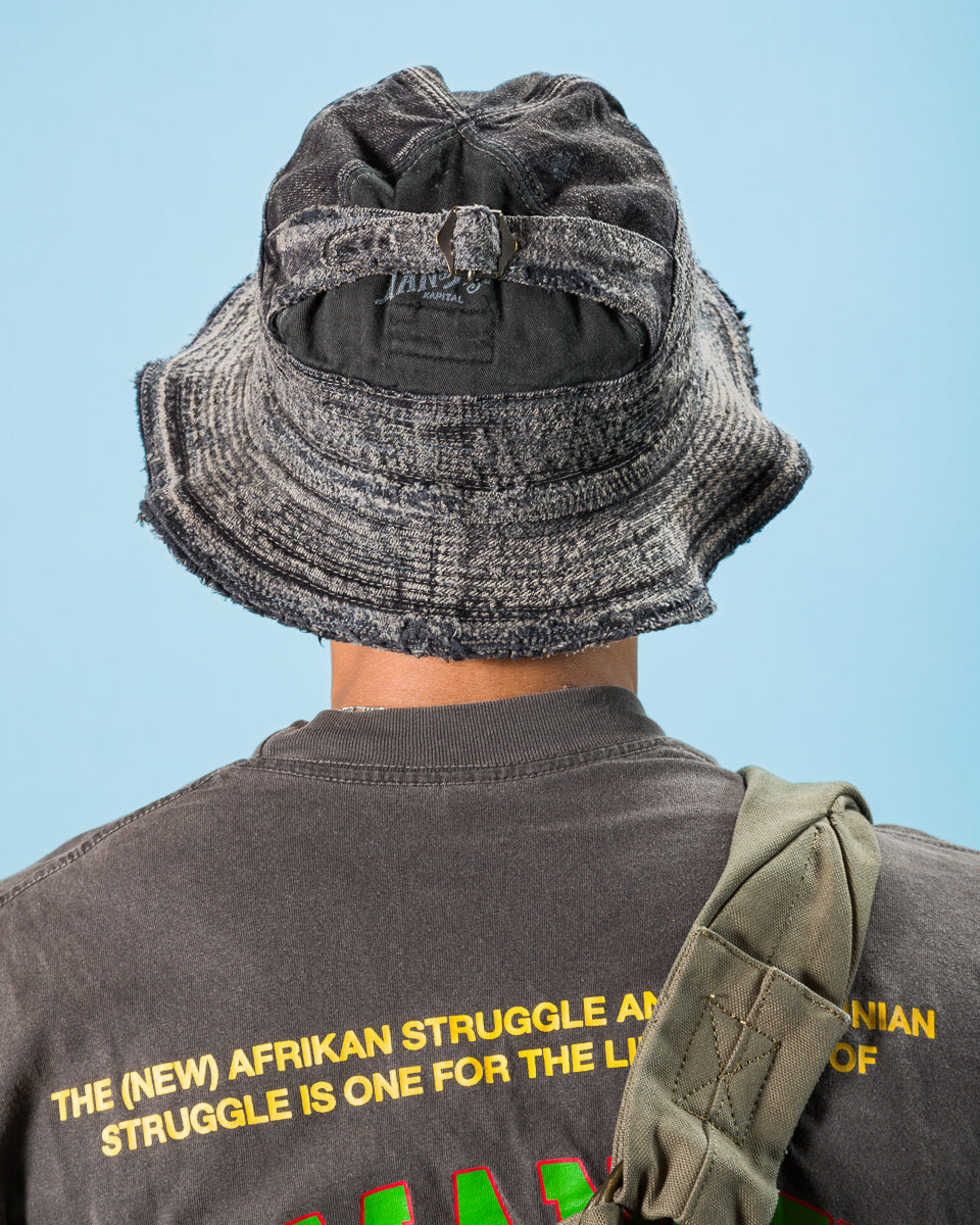 Kapital 11.5ozBLKxBLK Denim The Old Man And The Sea Hat(Crash Remake) - Black x Black - Standard & Strange