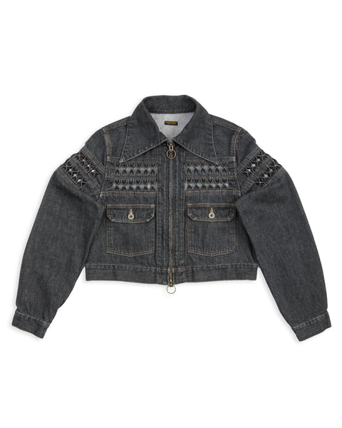 Kapital 11.5oz BLKxECR Denim GYPSY Cropped Drizzler JKT - Black x