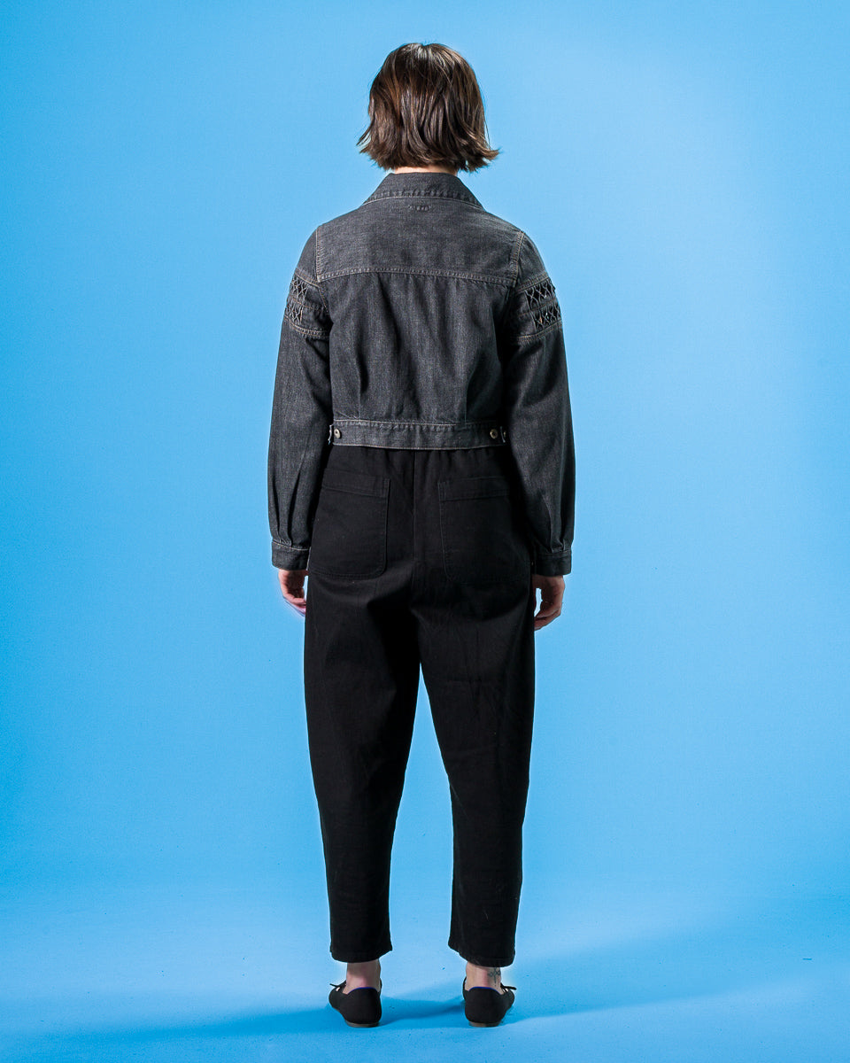 Kapital 11.5oz BLKxECR Denim GYPSY Cropped Drizzler JKT - Black x