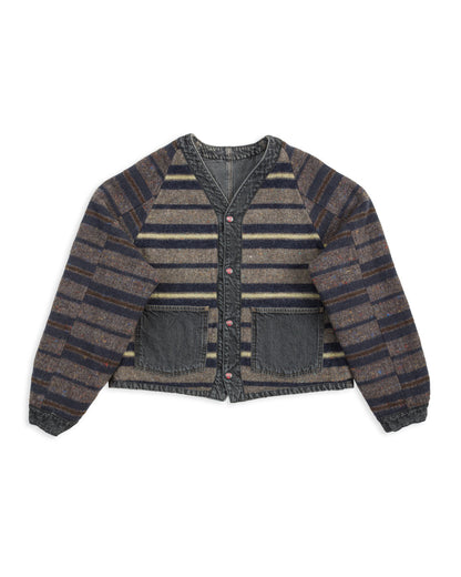 Kapital 11.5 oz Denim RAINBOWY Lining Railroad JKT - Black/Ecru - Standard & Strange