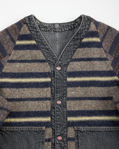 Kapital 11.5 oz Denim RAINBOWY Lining Railroad JKT - Black/Ecru - Standard & Strange