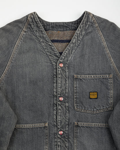 Kapital 11.5 oz Denim RAINBOWY Lining Railroad JKT - Black/Ecru - Standard & Strange