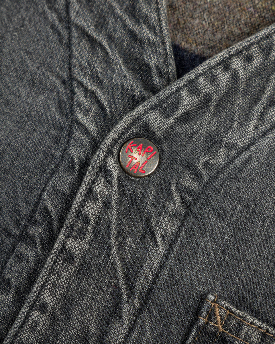 Kapital 11.5 oz Denim RAINBOWY Lining Railroad JKT - Black/Ecru - Standard & Strange