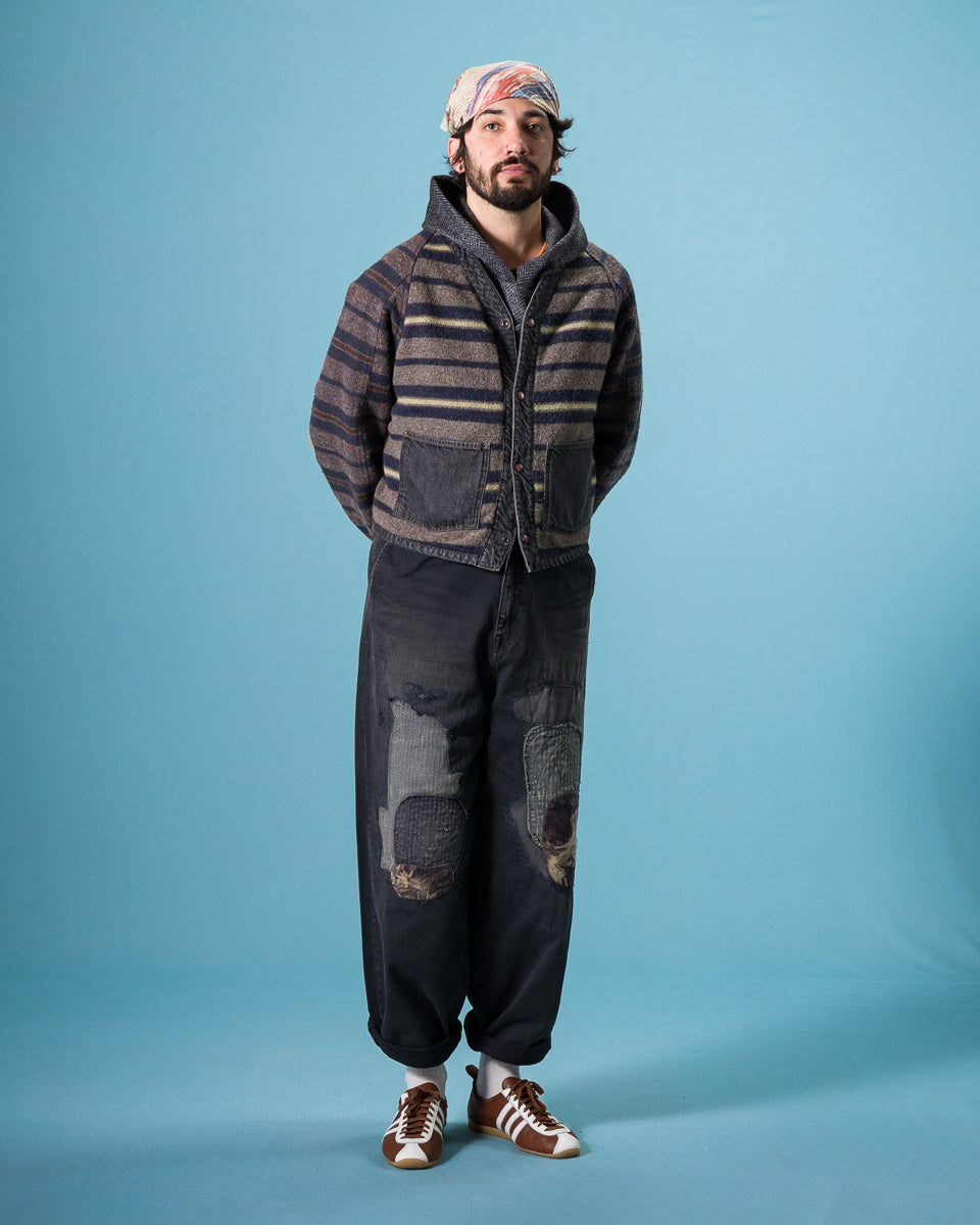 Kapital 11.5 oz Denim RAINBOWY Lining Railroad JKT - Black/Ecru - Standard & Strange