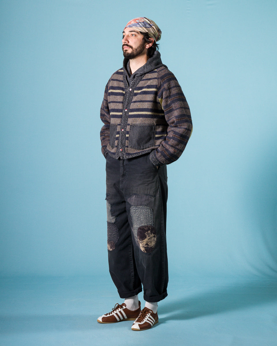 Kapital 11.5 oz Denim RAINBOWY Lining Railroad JKT - Black/Ecru - Standard & Strange