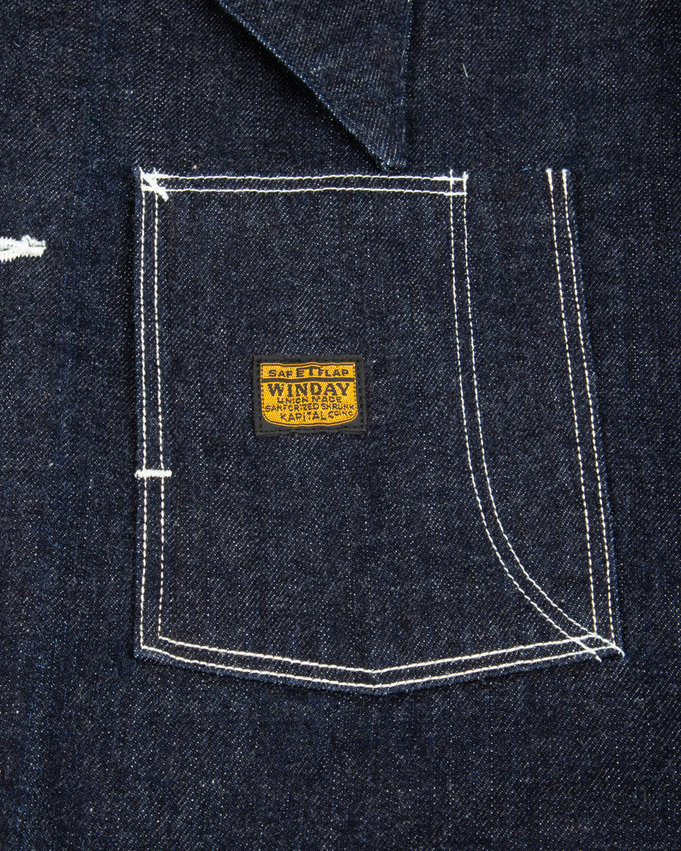 12oz Denim Large Pointed Collar BELL Coverall - IDG